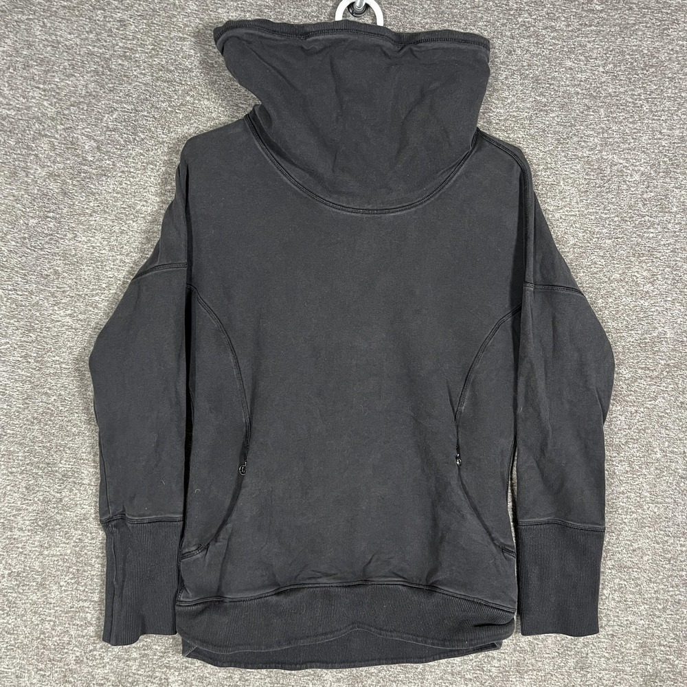 Lululemon Sweatshirt Womens Large? Black Scuba Funnel Neck Zip Pockets Pullover